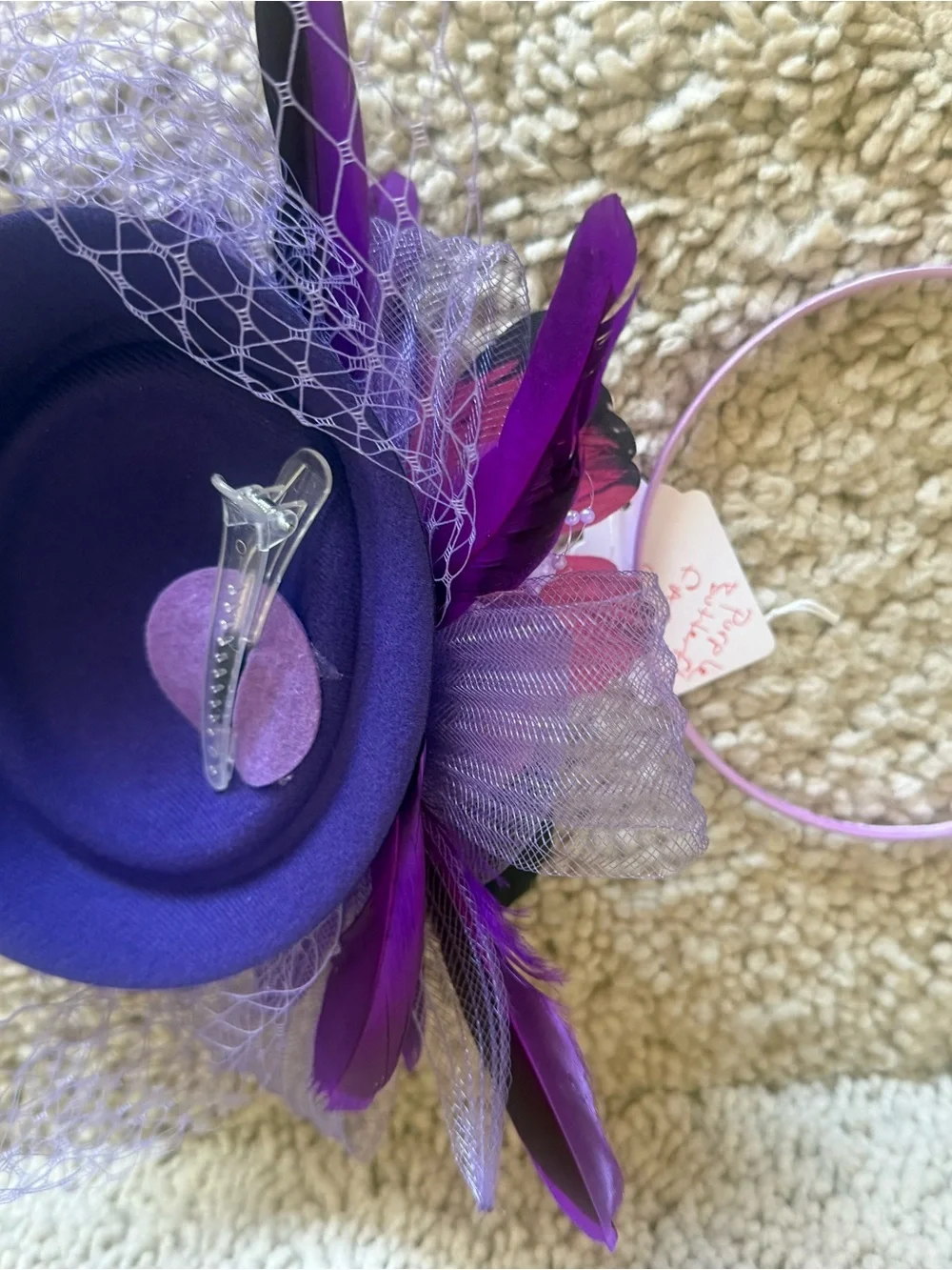 Purple Floral Feather Fascinator Headpiece - Women Accessories